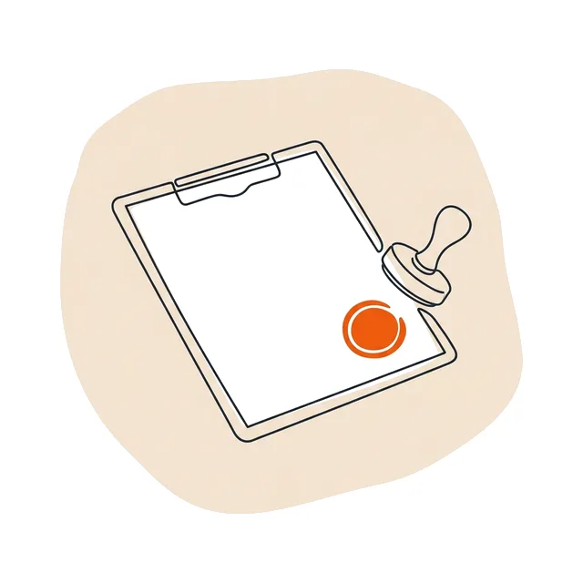 Porte-document et feuille tamponnée