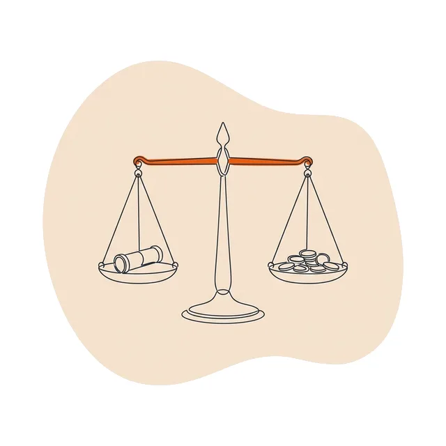 Balance entre un tronçon de canalisation et une pile de pièces